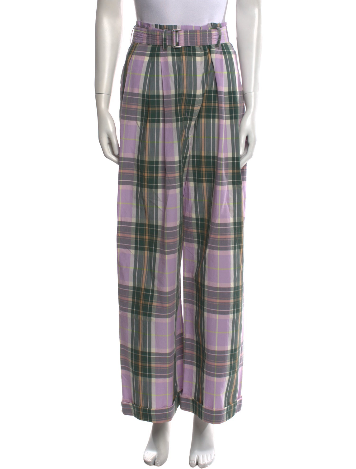 Christian Wijnants Plaid Print Wide Leg Pants