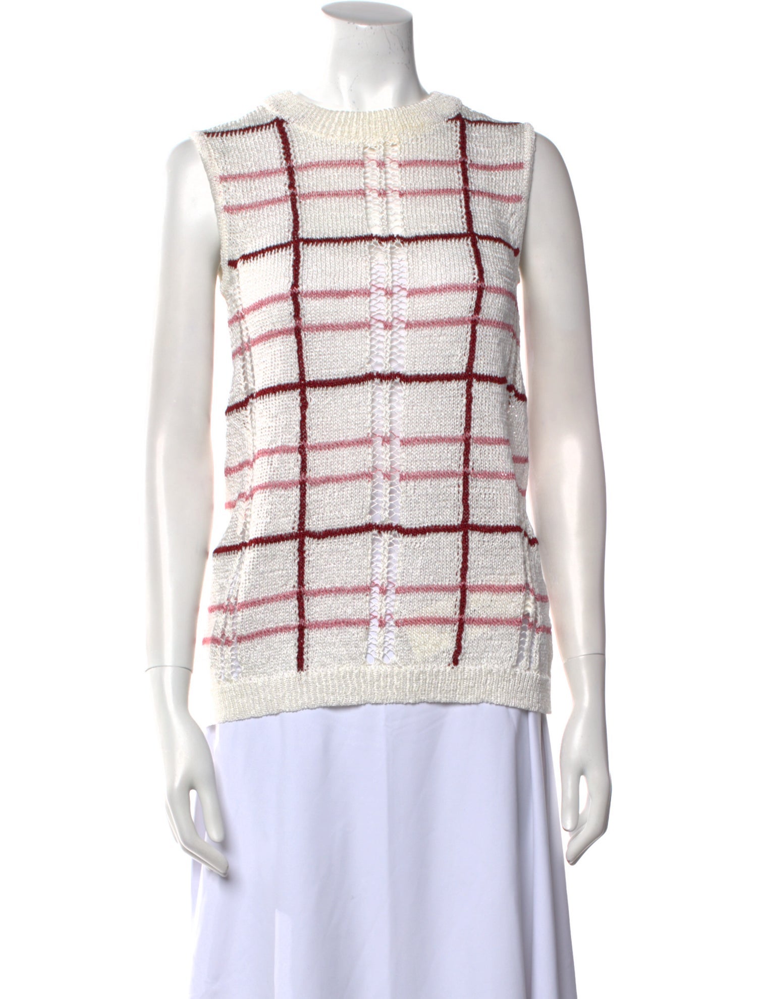 Christian Wijnants Plaid Print Crew Neck Top