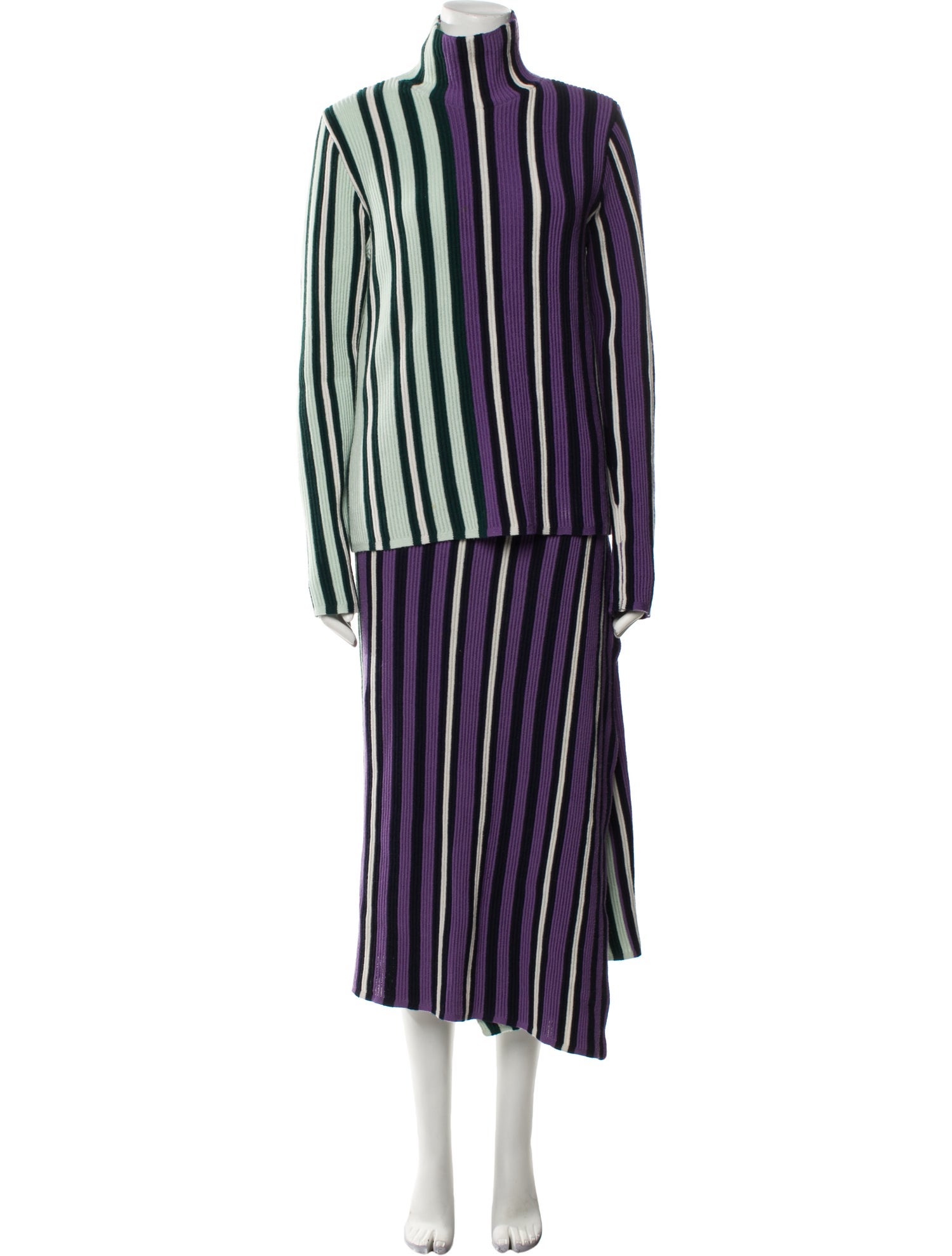 Christian Wijnants Virgin Wool Striped Skirt Set