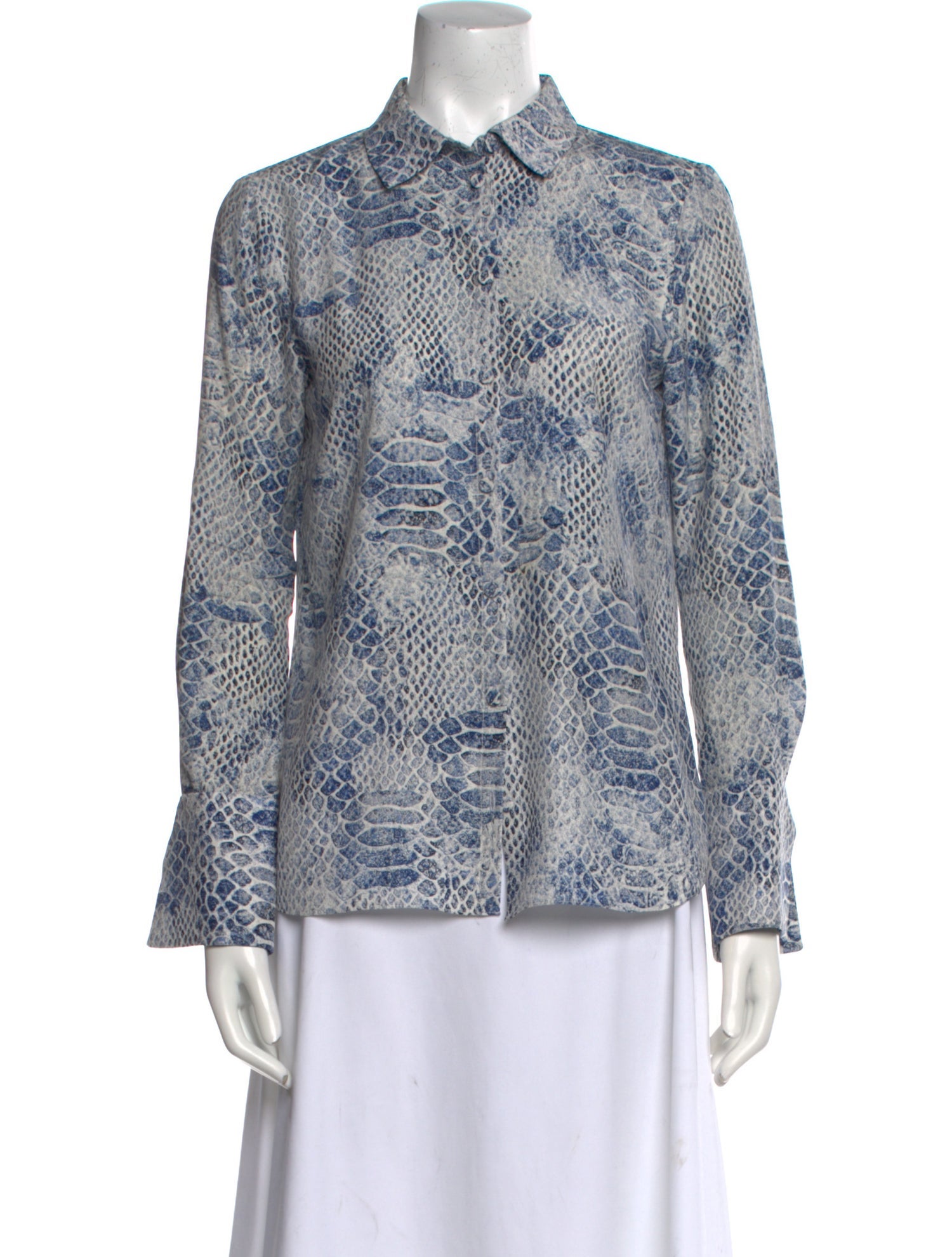 Christian Wijnants Animal Print Long Sleeve Button-Up Top