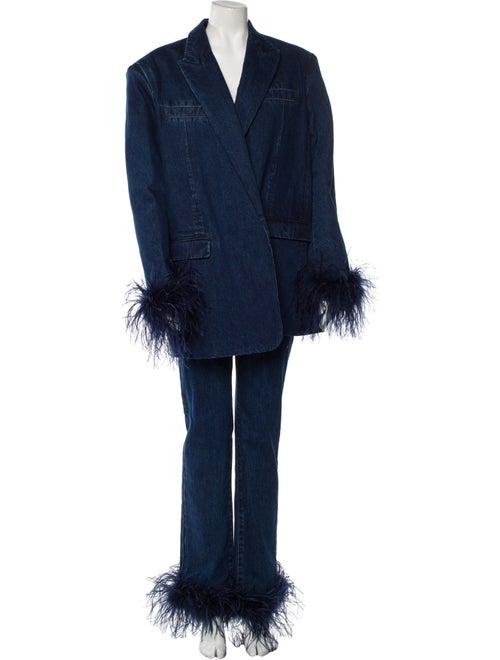 Christian Cowan Feather Trim Pant Set