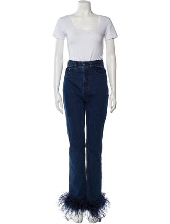 Christian Cowan Feather Trim Pant Set