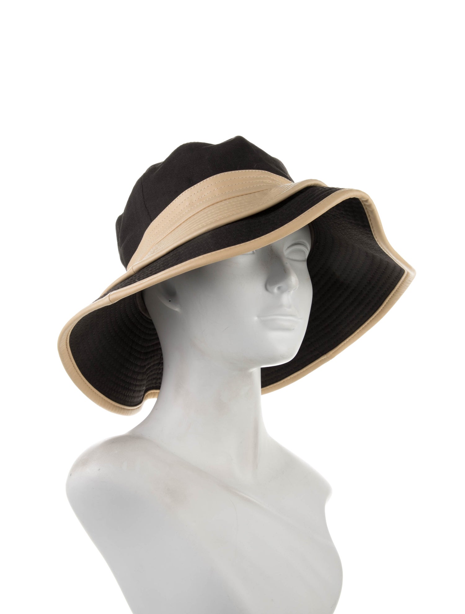 Chapeaux Motsch x Hermès Wool Leather Trim Sun Hat