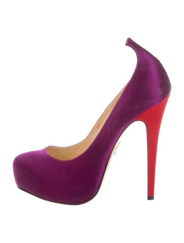 Charlotte Olympia Satin Round-Toe Pumps