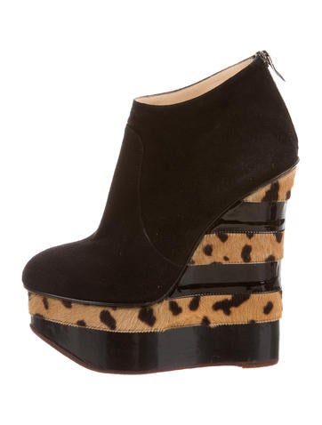 Charlotte Olympia Suede Wedge Ankle Boots