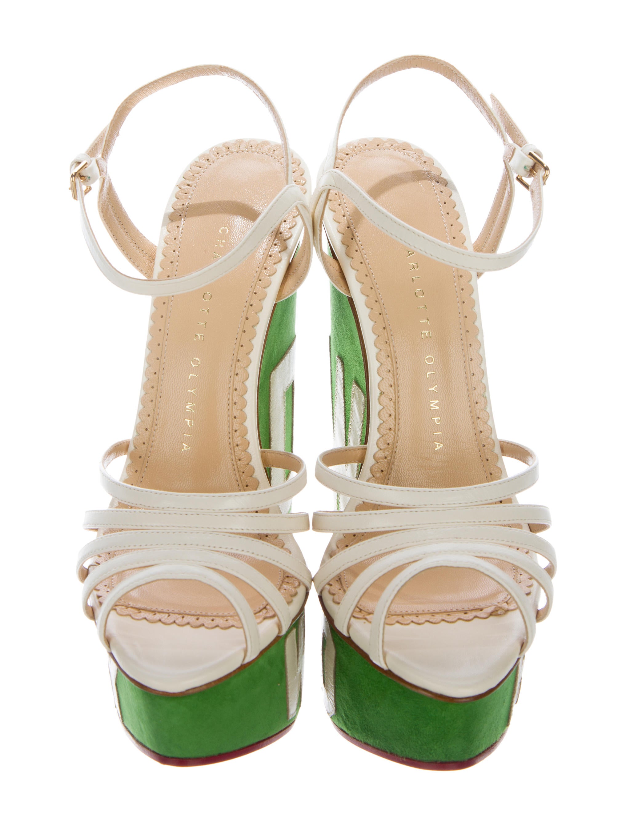 Charlotte Olympia Hollywood Platform Wedges - Green Sandals, Shoes