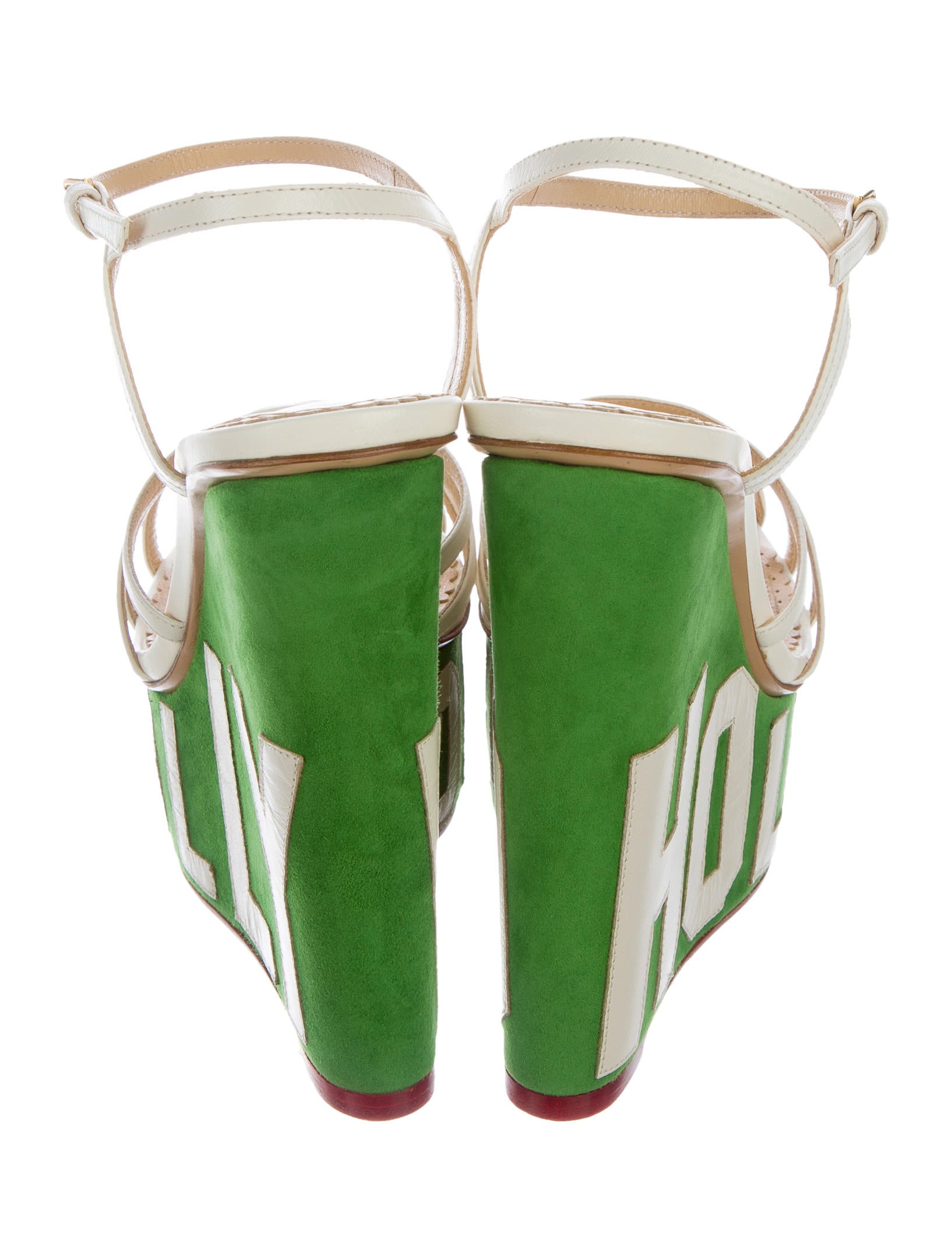 Charlotte Olympia Hollywood Platform Wedges - Green Sandals, Shoes