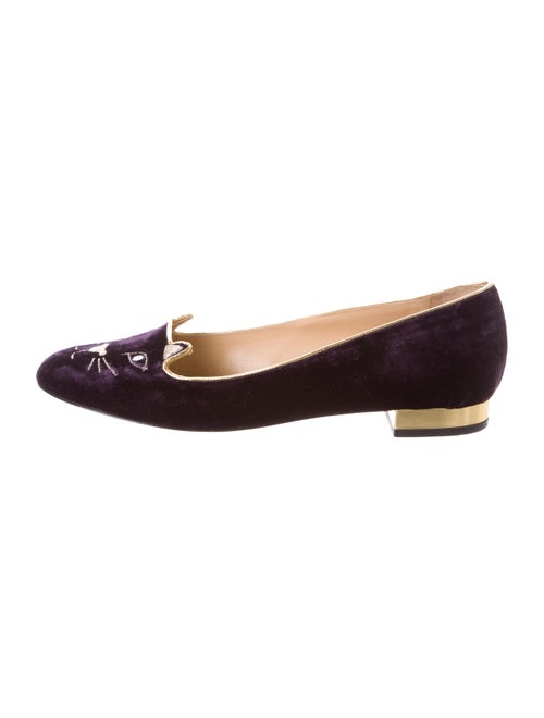 Charlotte Olympia Velvet Kitty Loafers