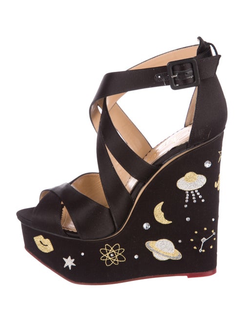 Charlotte Olympia Space Age Satin Wedges Black