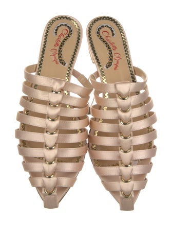 Charlotte Olympia Satin Printed Mules