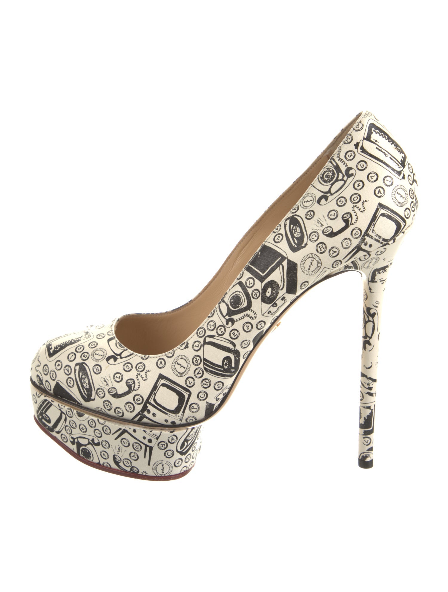 Charlotte Olympia Leather Printed Pumps