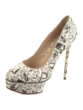 Charlotte Olympia Leather Printed Pumps