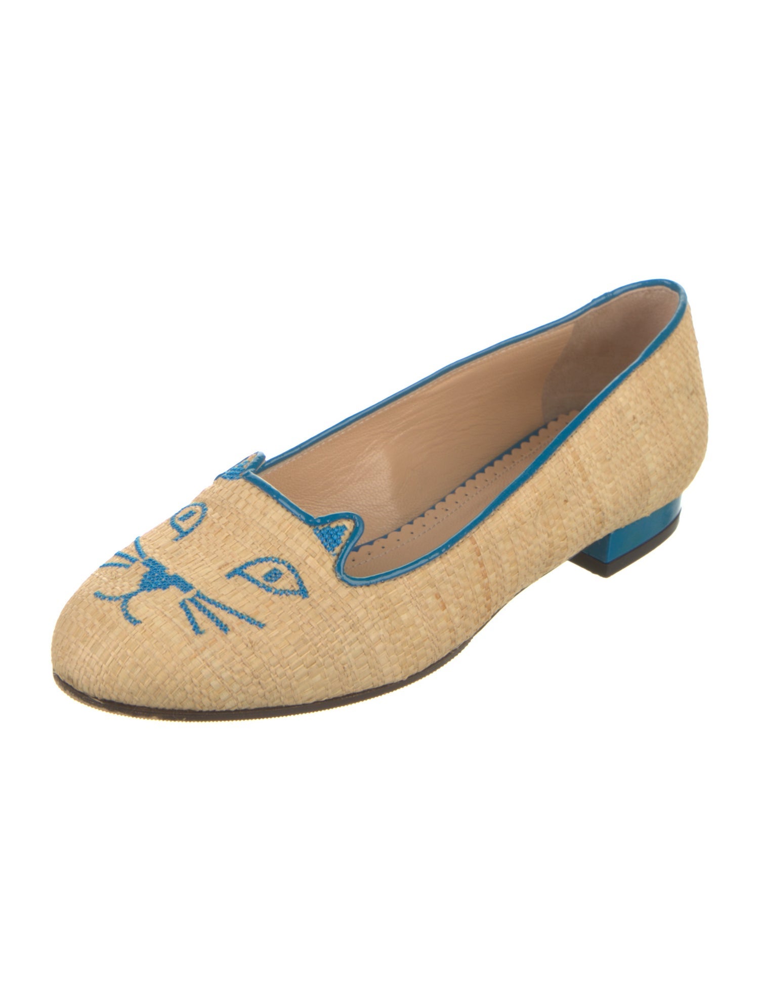 Charlotte Olympia Raffia Graphic Print Loafers