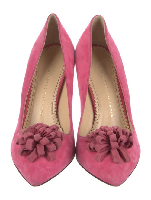 Charlotte Olympia Suede Floral Print Pumps