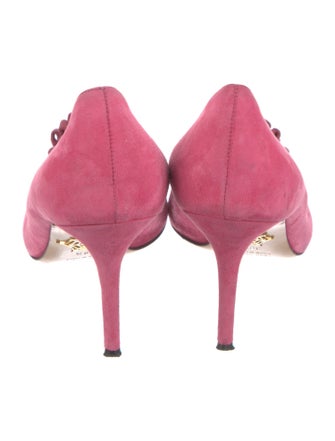 Charlotte Olympia Suede Floral Print Pumps