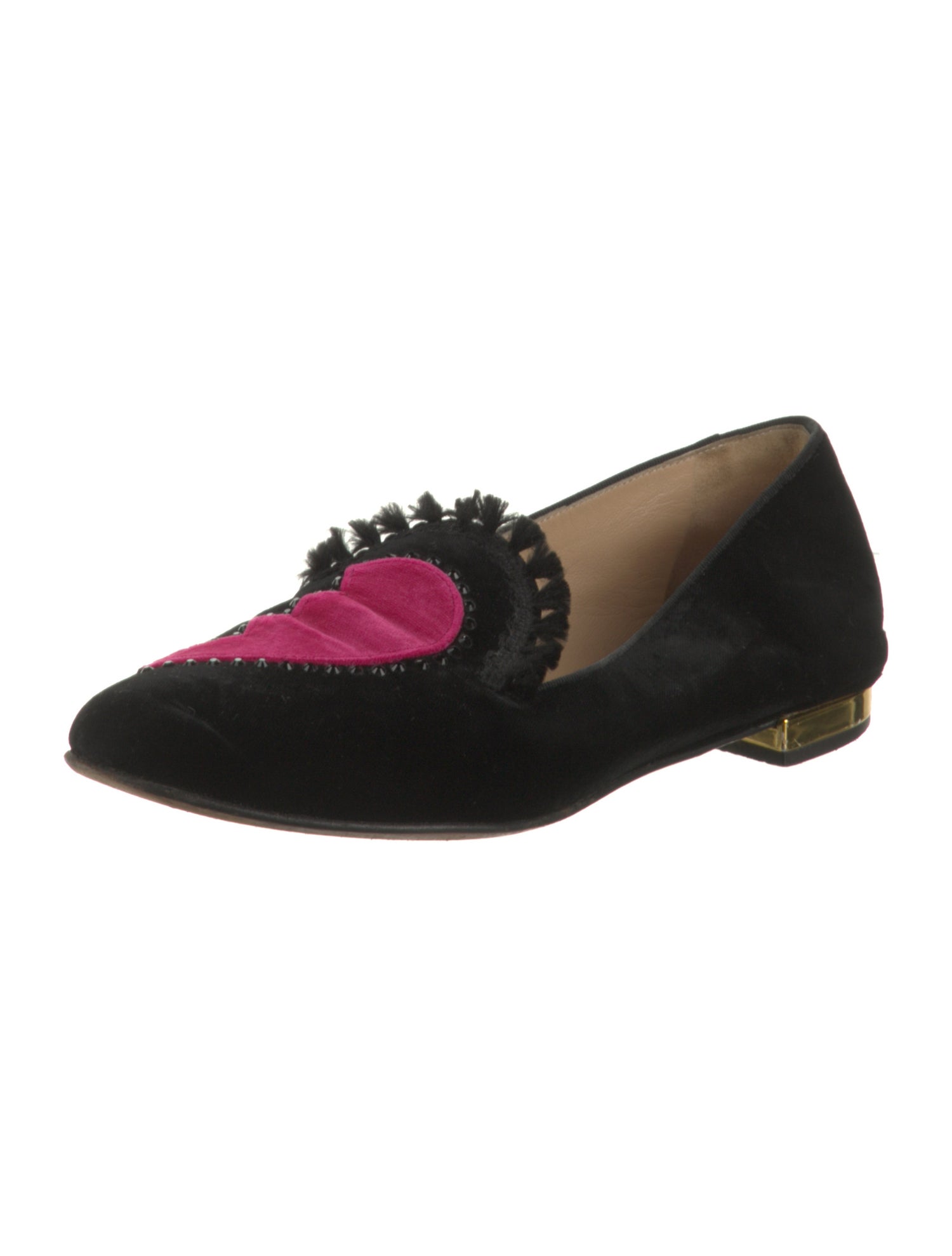 Charlotte Olympia Velvet Colorblock Pattern Loafers