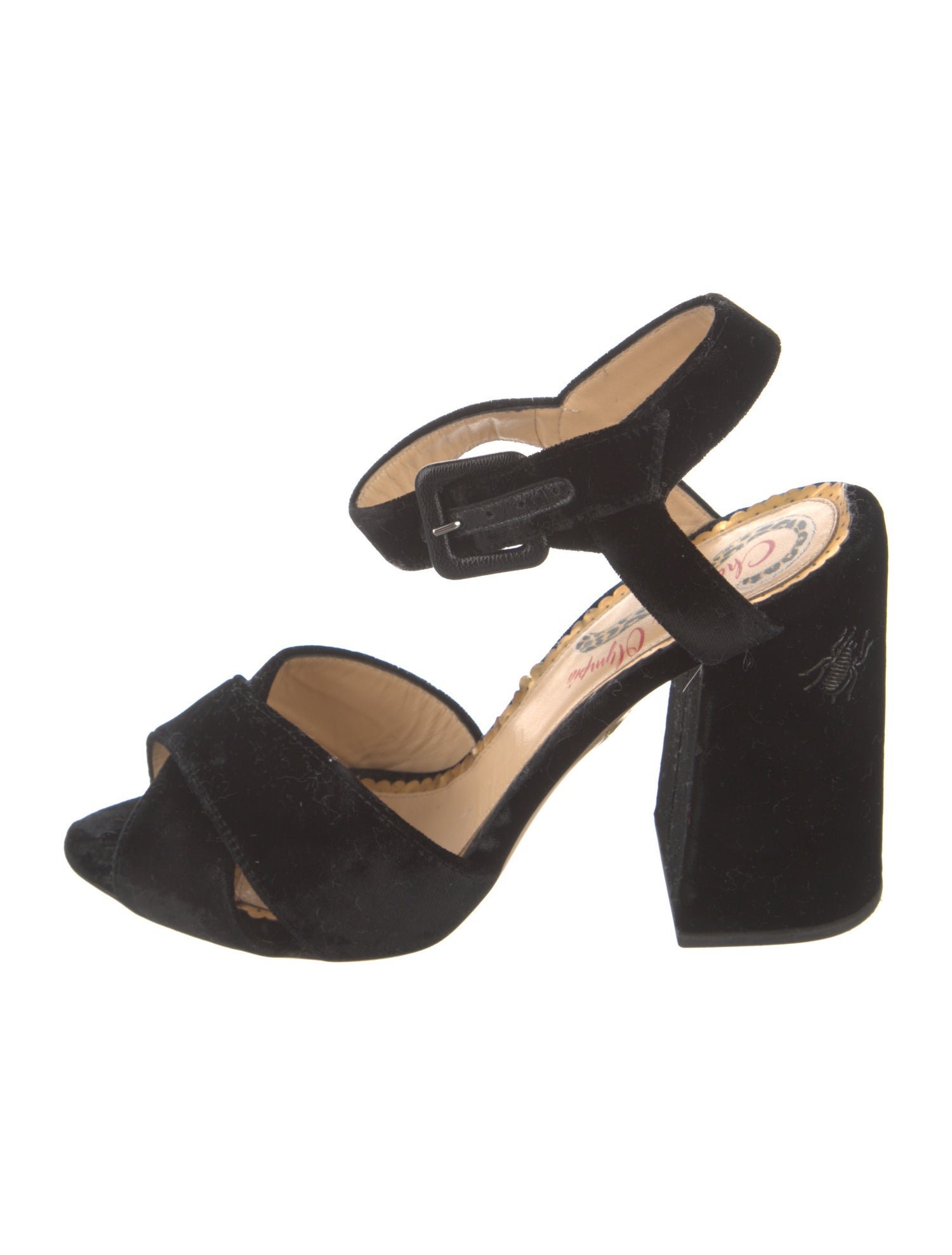 Charlotte Olympia Velvet Slingback Sandals