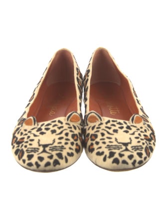 Charlotte Olympia Canvas Animal Print Flats