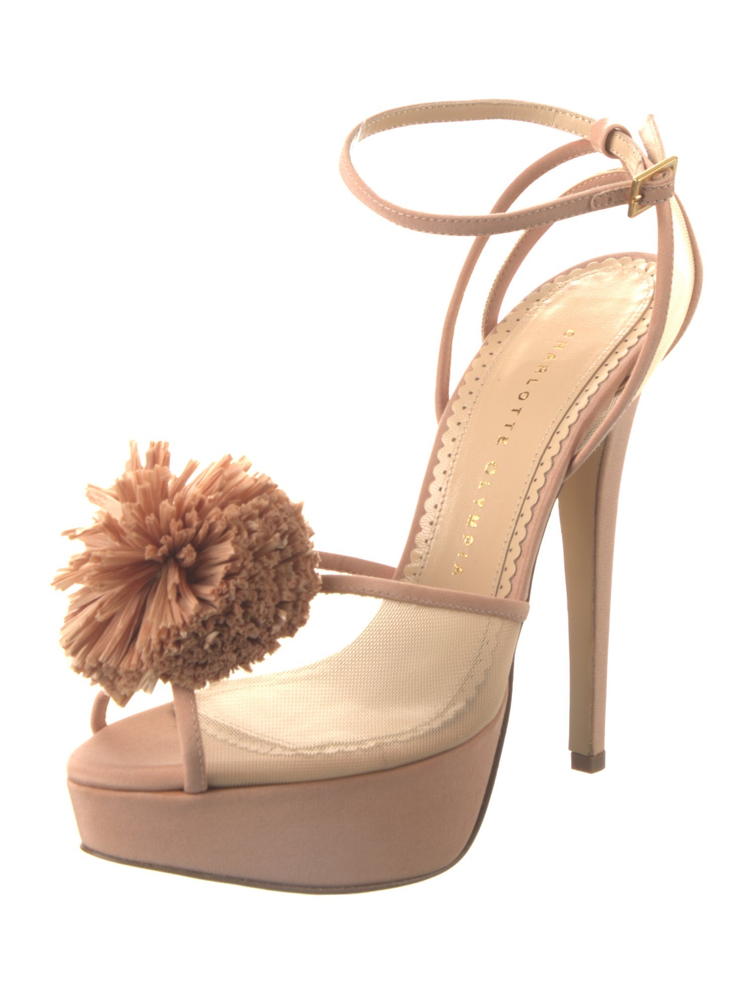 Charlotte Olympia Satin Mesh Accents D'Orsay Pumps