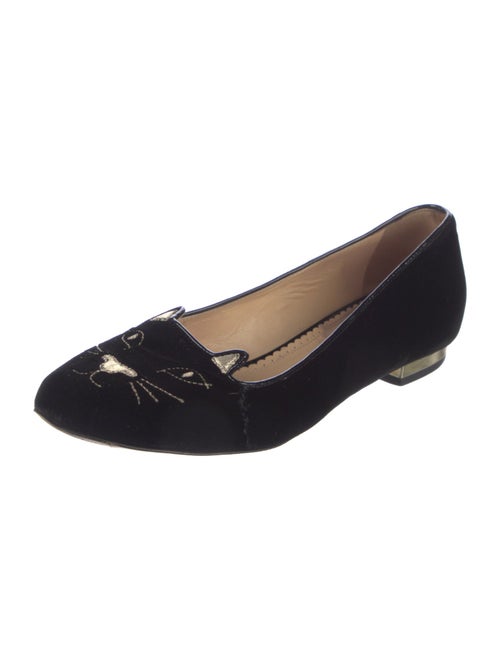 Charlotte Olympia Velvet Embroidered Accent Flats