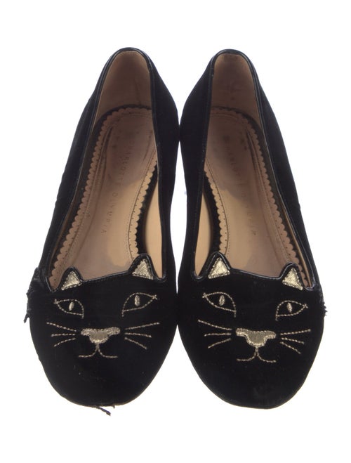 Charlotte Olympia Velvet Embroidered Accent Flats