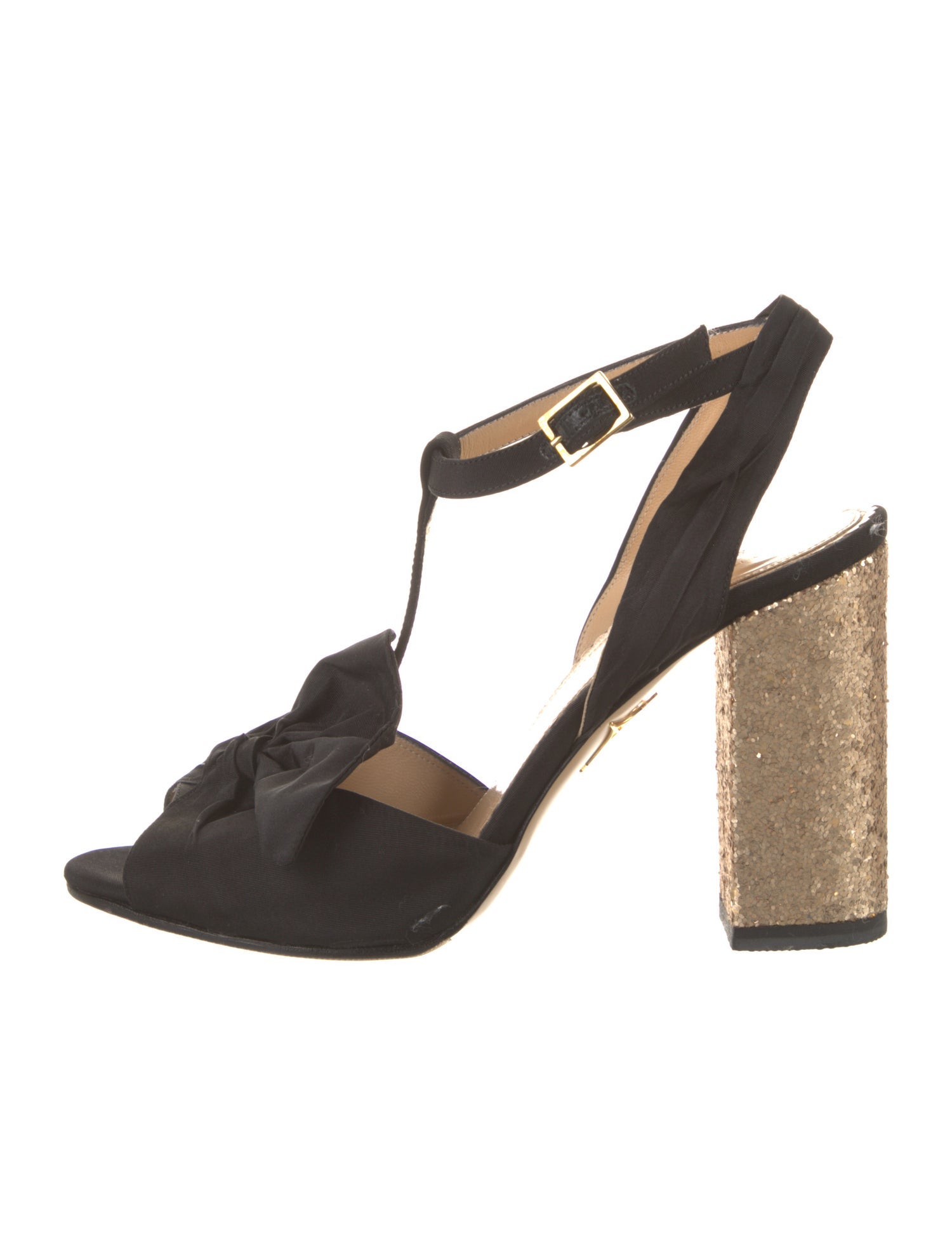 Charlotte Olympia Canvas T-Strap Sandals