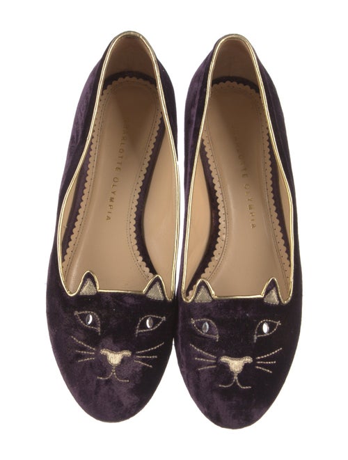 Charlotte Olympia Velvet Embroidered Accent Loafers