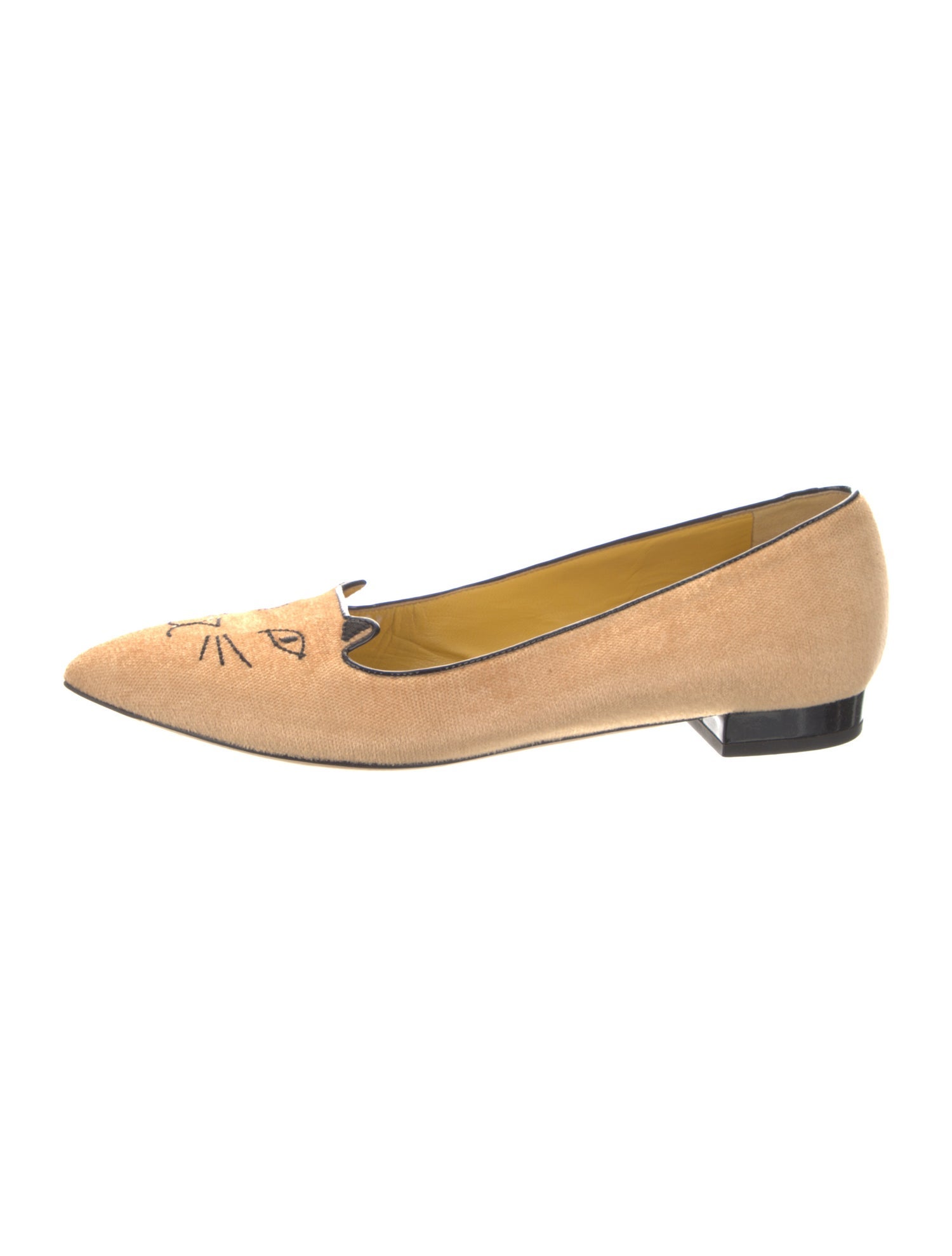Charlotte Olympia Velvet Embroidered Accent Loafers