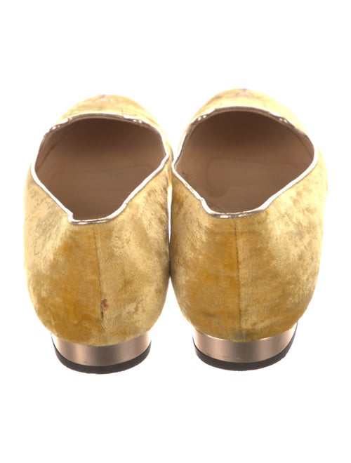 Charlotte Olympia Velvet Embroidered Accent Loafers