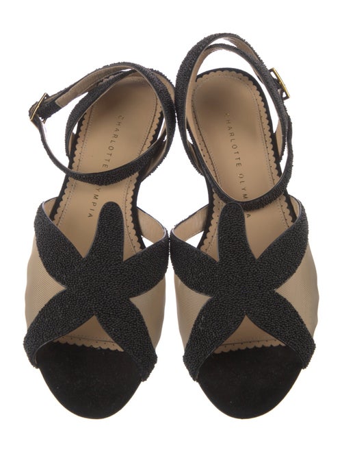 Charlotte Olympia Mesh Beaded Accents T-Strap Sandals