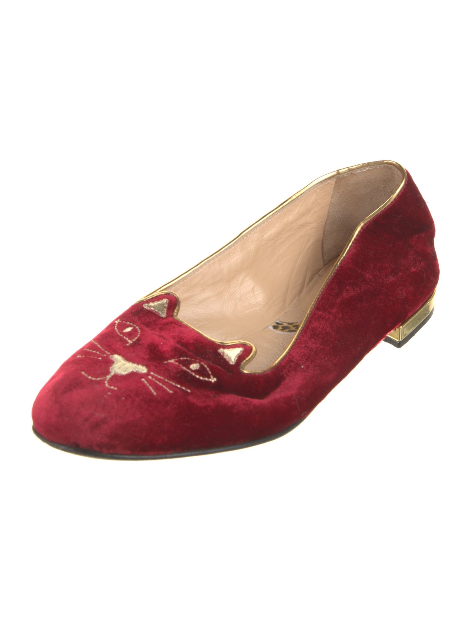 Charlotte Olympia Velvet Embroidered Accent Loafers