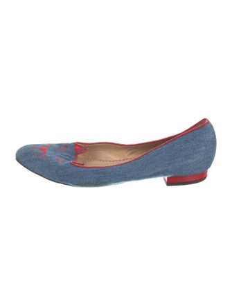 Charlotte Olympia Denim Printed Flats
