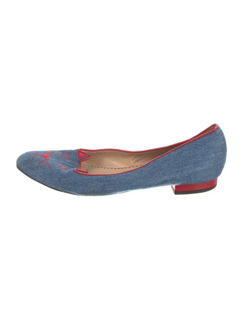 Charlotte Olympia Denim Printed Flats