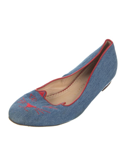 Charlotte Olympia Denim Printed Flats