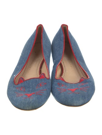 Charlotte Olympia Denim Printed Flats