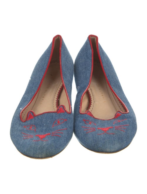 Charlotte Olympia Denim Printed Flats