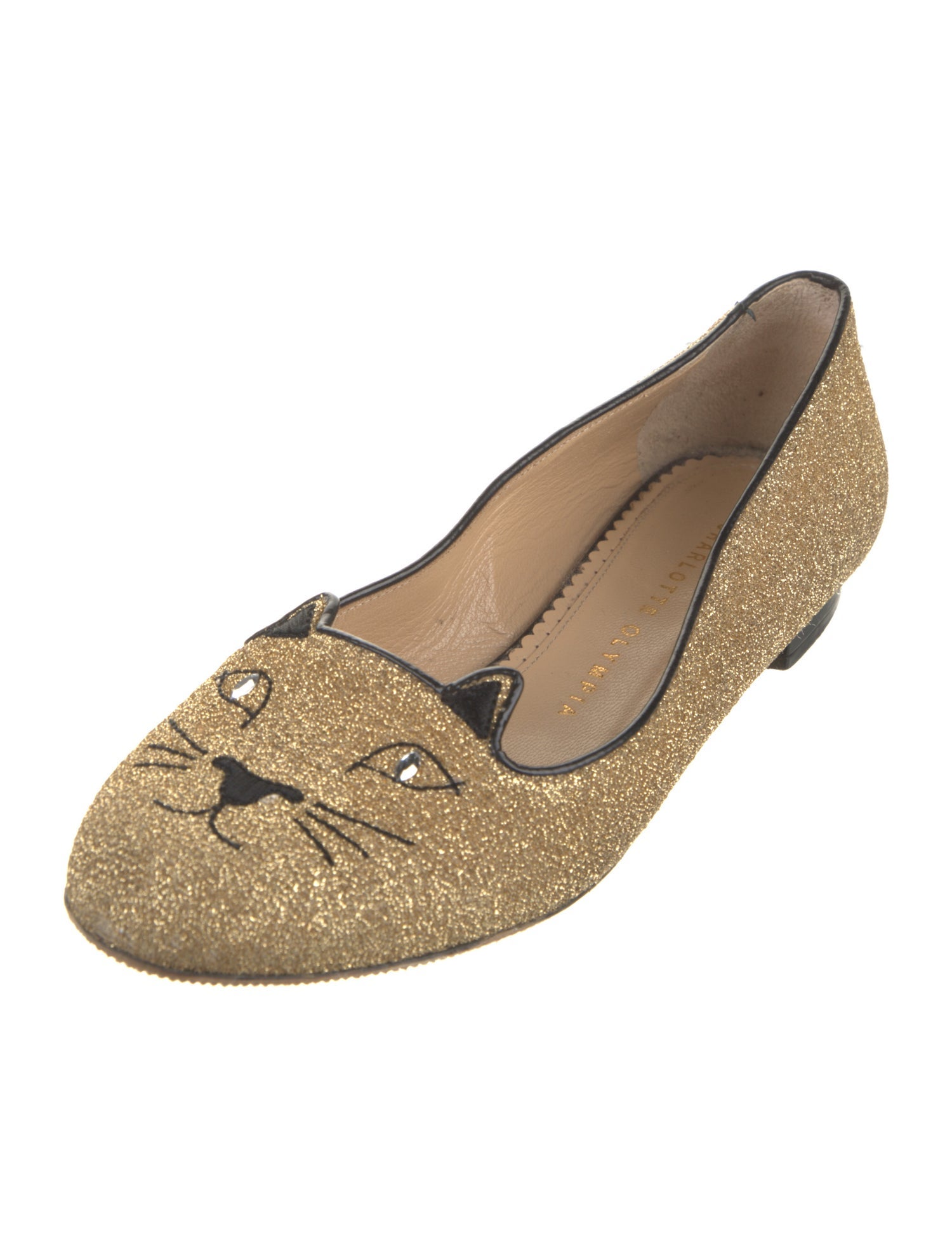 Charlotte Olympia Glitter Crystal Embellishments Loafers