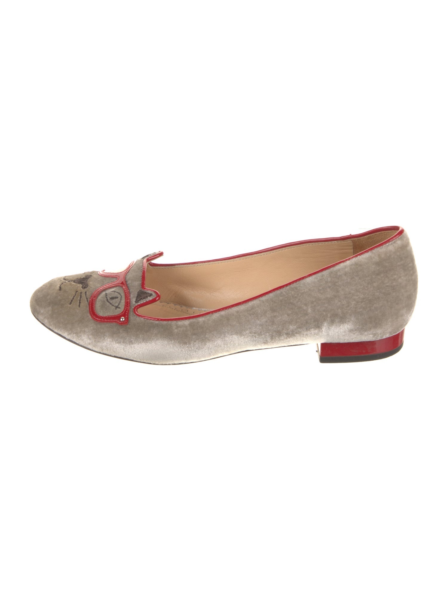 Charlotte Olympia Velvet Embroidered Accent Loafers
