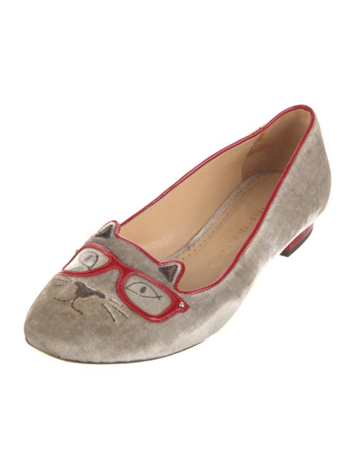 Charlotte Olympia Velvet Embroidered Accent Loafers