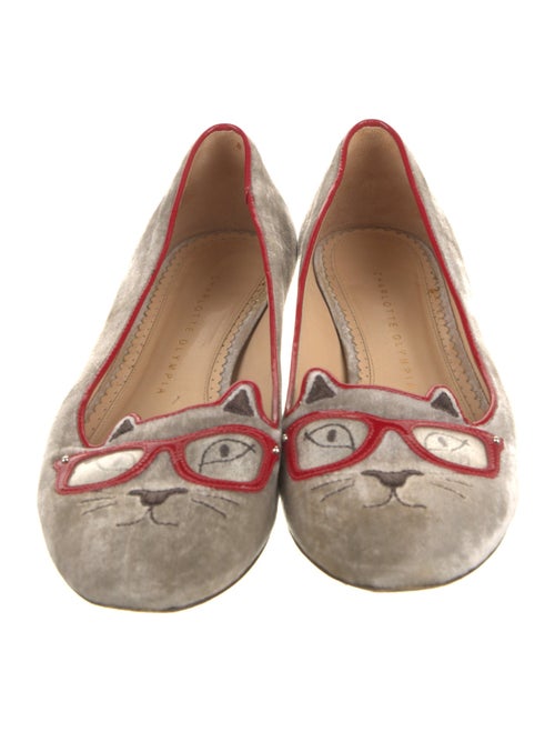 Charlotte Olympia Velvet Embroidered Accent Loafers