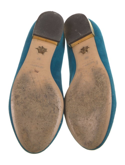 Charlotte Olympia Suede Crystal Embellishments Loafers