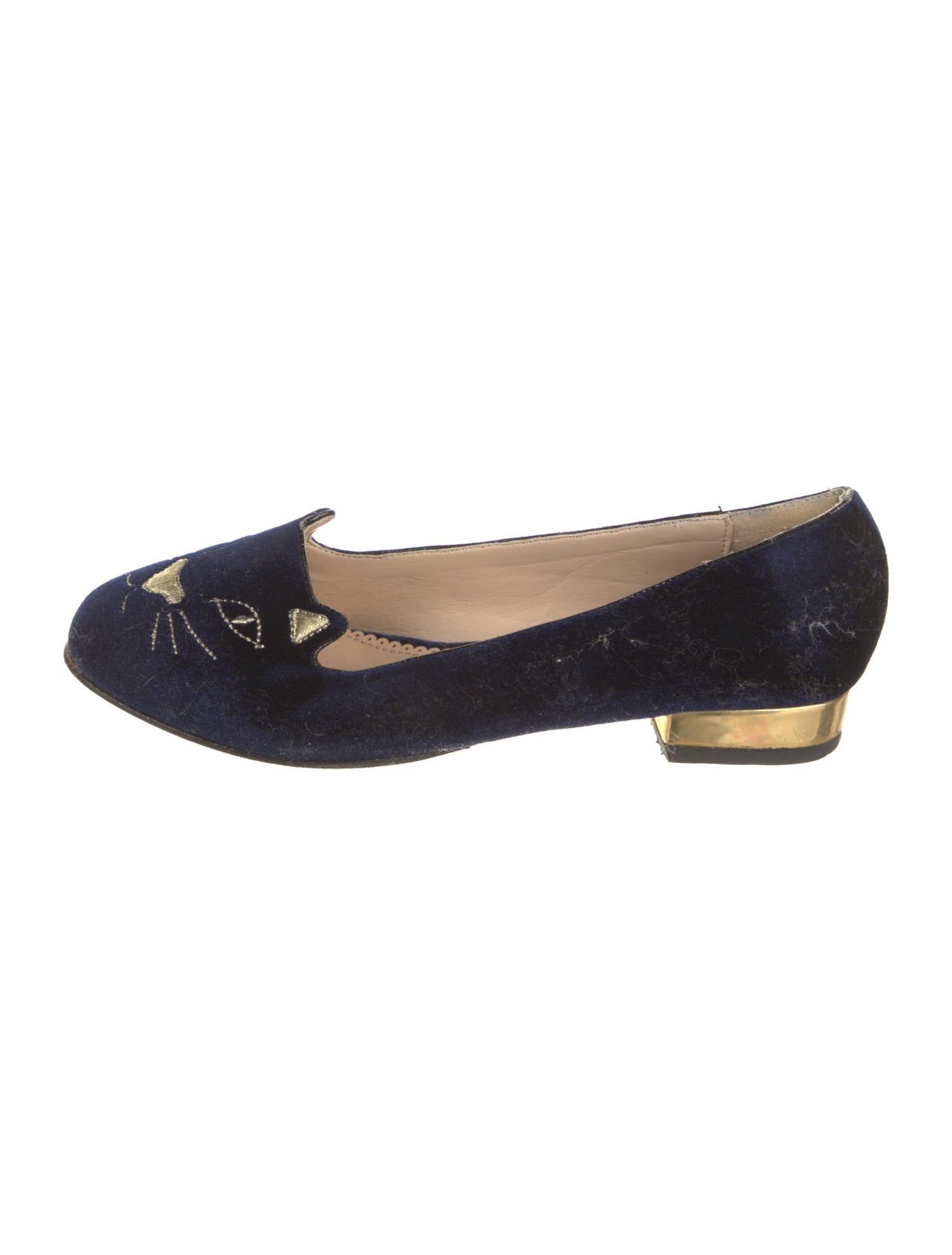 Charlotte Olympia Velvet Embroidered Accent Loafers
