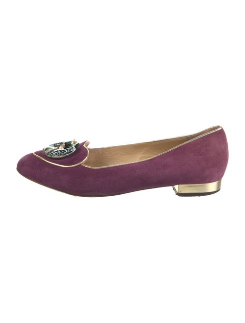 Charlotte Olympia Suede Crystal Embellishments Flats