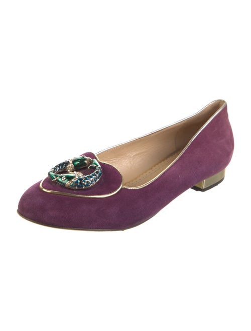 Charlotte Olympia Suede Crystal Embellishments Flats