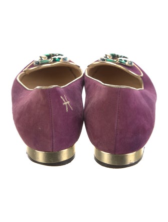 Charlotte Olympia Suede Crystal Embellishments Flats