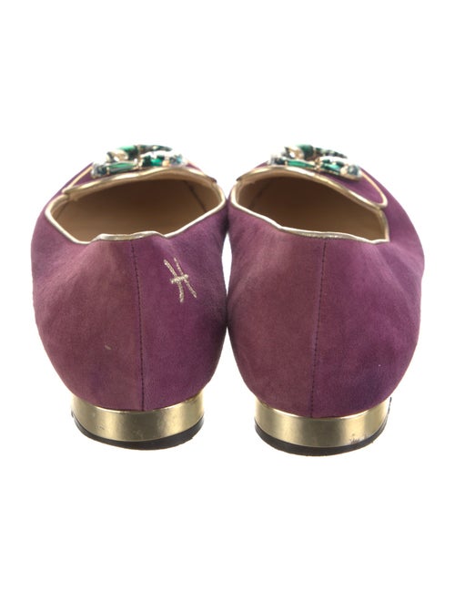 Charlotte Olympia Suede Crystal Embellishments Flats