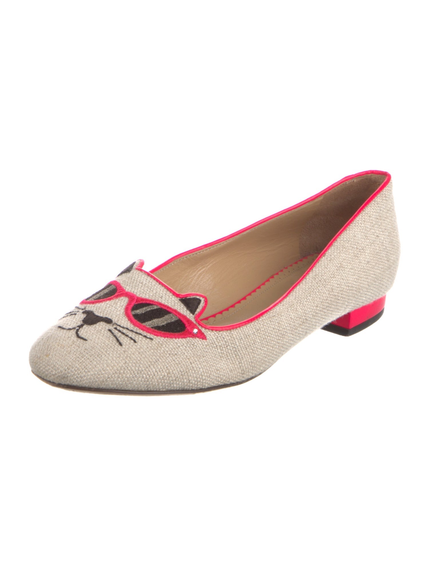 Charlotte Olympia Canvas Printed Ballet Flats