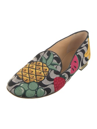 Charlotte Olympia Canvas Printed Loafers