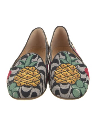 Charlotte Olympia Canvas Printed Loafers