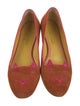 Charlotte Olympia Suede Embroidered Accent Loafers